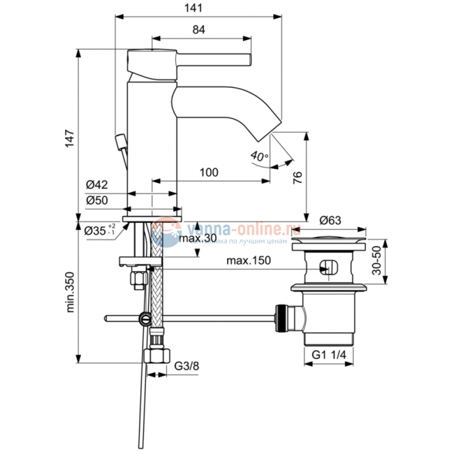 Смеситель для раковины Ideal Standard CERALINE BC192AA