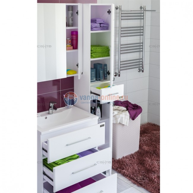 Шкаф-пенал СаНта Омега 30 507001, напольный, цвет белый