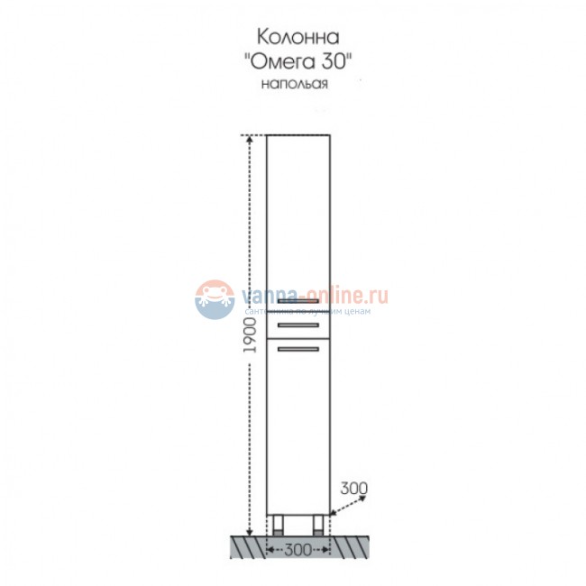 Шкаф-пенал СаНта Омега 30 507001, напольный, цвет белый