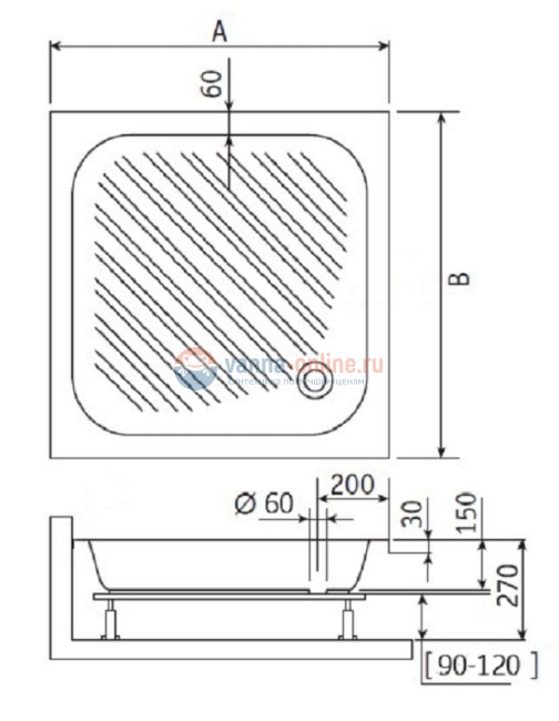 Душевой поддон RGW B/CL-S 16180199-51 90 x 90 см акриловый, квадратный, цвет белый