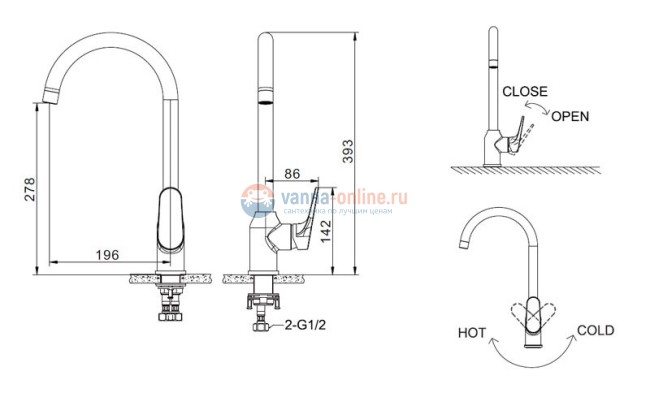 Смеситель Bravat Eler F7191238CP-RUS для кухонной мойки Смеситель Bravat Eler F7191238CP-RUS для кухонной мойки