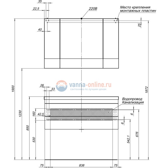Зеркало-шкаф Aquanet Нота 100 (камерино) 00159111, цвет венге