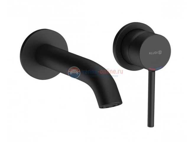 Смеситель Kludi Bozz 382443976 для раковины на 2 отверстия, излив 18 см, черный матовый