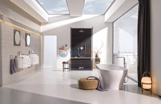 Смеситель для ванны GROHE Essence+ 23491001, с душевым гарнитуром, напольный