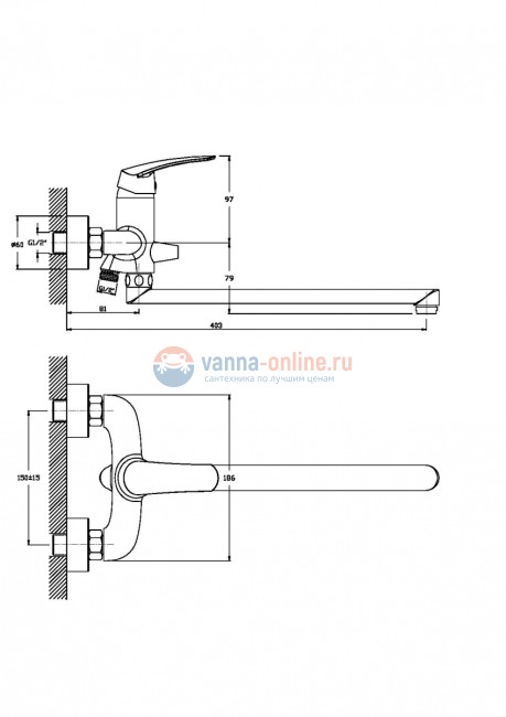 Смеситель Orange Alfi M18-211cr для ванны и душа Смеситель Orange Alfi M18-211cr для ванны и душа