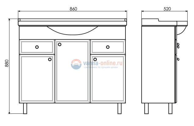 Тумба Comforty Сочи 85 белая с раковиной Comforty T-9385 (3132120)