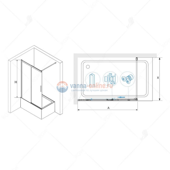 Шторка на ванну RGW SC-43, 34114312-11, 120 x 160 см стекла прозрачные, профиль хром