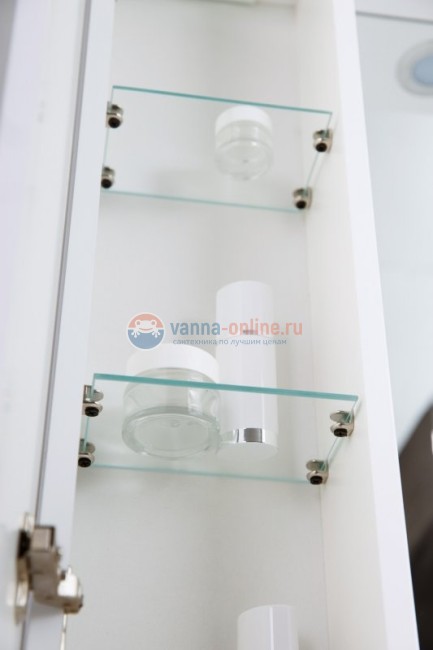 Зеркальный шкаф BelBagno Marino MARINO-SPC-1200/750-2A-BL-P, 120 х 75 см, с LED-подсветкой, Bianco Lucido - белый глянец