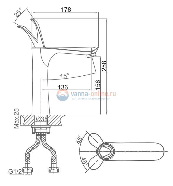 Смеситель D&K Venice Baciano DA1032659 для раковины