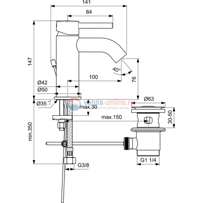 Смеситель для раковины Ideal Standard CERALINE BC193AA