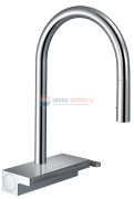 Кухонный смеситель Hansgrohe Aquno Select M81, 73837000, с вытяжным изливом, 3 режима струи, хром