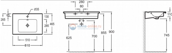 Раковина подвесная Jacob Delafon Vox EXAF112-00, 60 х 46 см