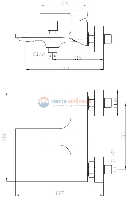 Смеситель Orange Lutz M04-100cr для ванны и душа Смеситель Orange Lutz M04-100cr для ванны и душа