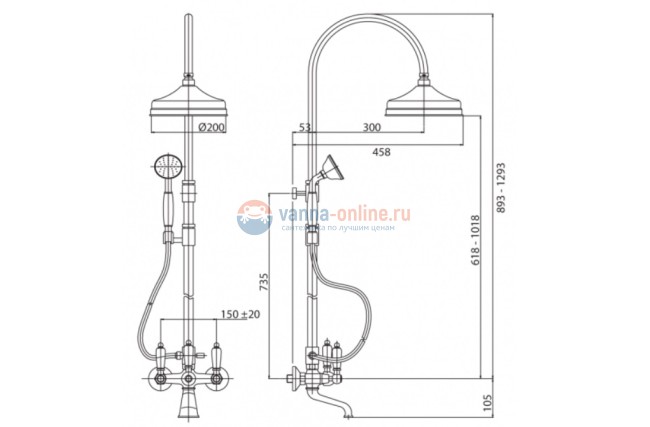 Душевая система Cezares LORD-CVD-01-Bi, исполнение хром, ручки белые Душевая система Cezares LORD-CVD-01-Bi, исполнение хром, ручки белые