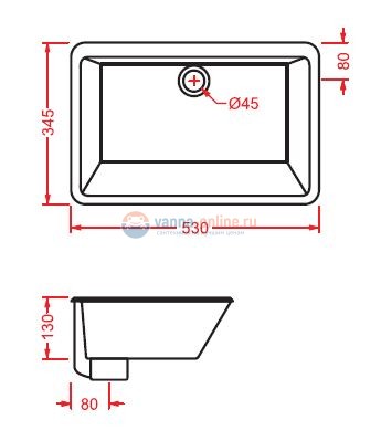 Раковина ArtCeram Gea GEL001 01; 00, врезная снизу, 53 х 34,5 х 13 см