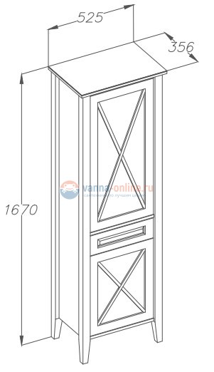 Пенал Opadiris Палермо 167*53 см, левый/правый, светлый орех