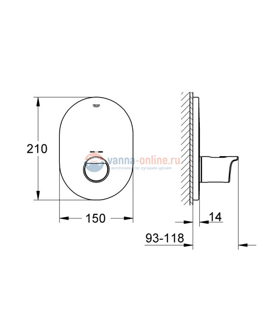 Центральный термостат Grohe Grohtherm 2000 New 19352001, внешняя часть
