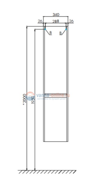 Пенал Акватон Лондри 34 см, 1A236203LH010, подвесной