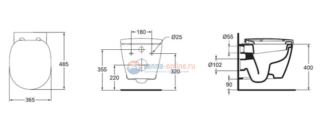 Подвесной унитаз с укороченной проекцией Ideal Standard CONNECT SPACE E804601