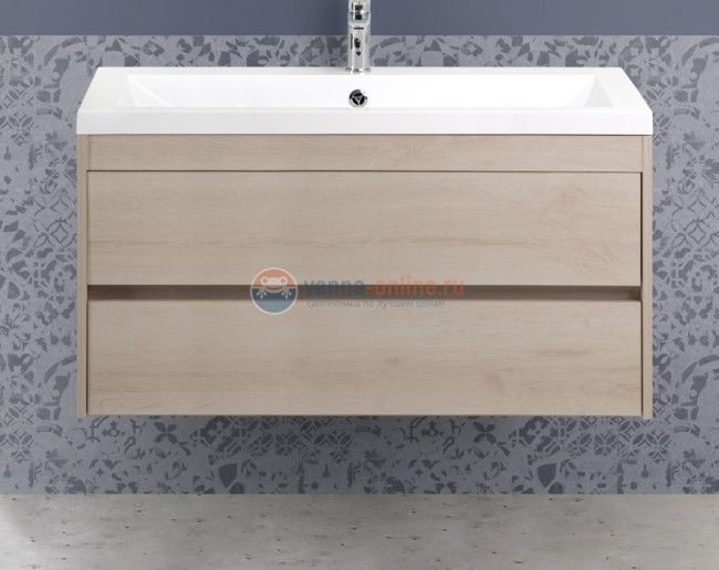 Тумба с раковиной Art&Max Family-900-2C-SO-PB, 90 x 48 x 55 см подвесная, бежевый (Pino Bianco)