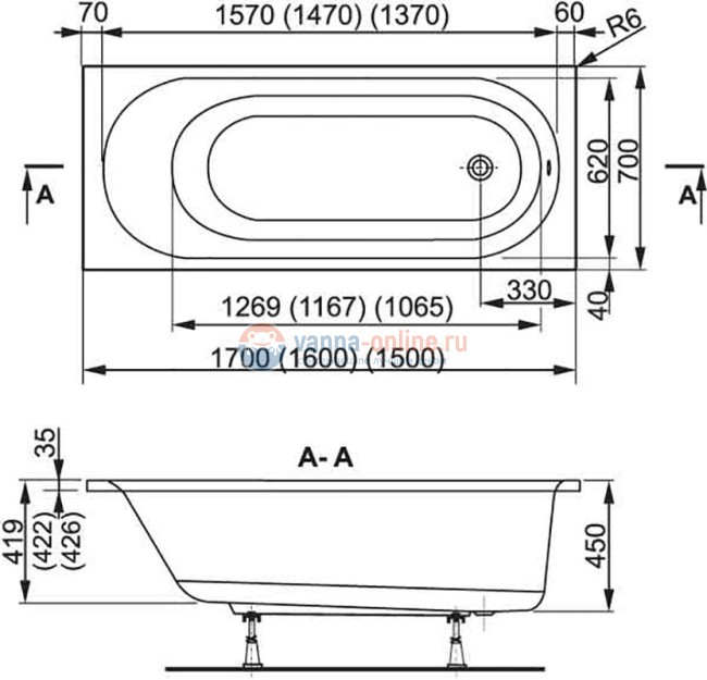 Акриловая ванна Vagnerplast Kasandra 160 x 70 см Акриловая ванна Vagnerplast Kasandra 160 x 70 см