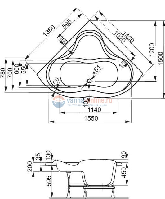 Акриловая ванна Vagnerplast Iris 143 x 143 см Акриловая ванна Vagnerplast Iris 143 x 143 см