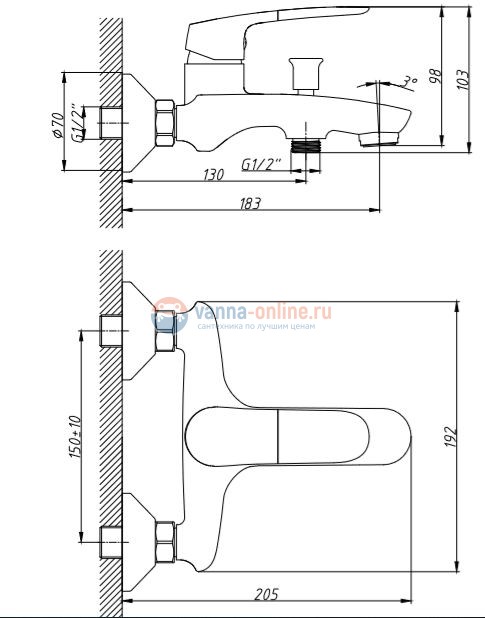 Смеситель Orange Sonic M08-100cr для ванны и душа Смеситель Orange Sonic M08-100cr для ванны и душа