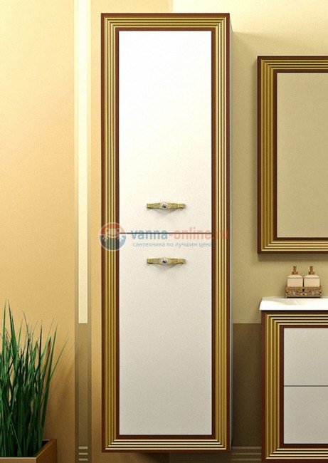 Пенал Opadiris КАРАТ, УНИВЕРСАЛЬНЫЙ, Белый глянцевый с золотой патиной, 50*178,6*31,2 см