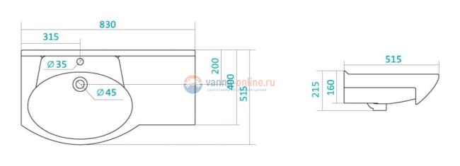 Раковина Акватон КОРАЛЛ 83