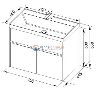 Тумба под раковину Aquanet Латина 80 00179638, цвет фасада белый