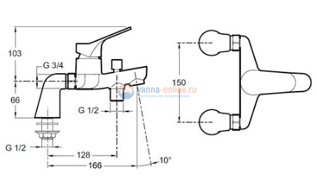 Смеситель Jacob Delafon Brive E75768-CP на борт ванны Смеситель Jacob Delafon Brive E75768-CP на борт ванны