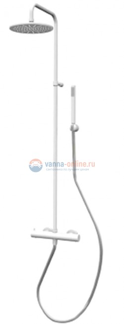 Душевая колонна Paffoni Birillo Fix ZCOL684LIQBO с термостатическим смесителем для душа, белый матовый