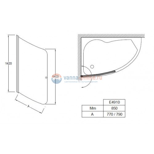Шторка на ванну Jacob Delafon MICROMEGA DUO E4910-GA сияющий хром