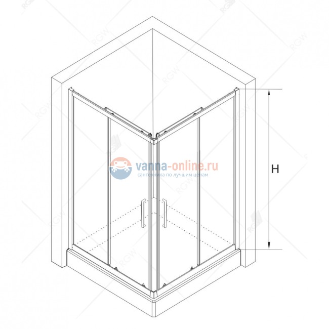 Душевой уголок RGW CL-34-B 32093400-14 100x100 см, дверь раздвижная, стекло прозрачное, черный