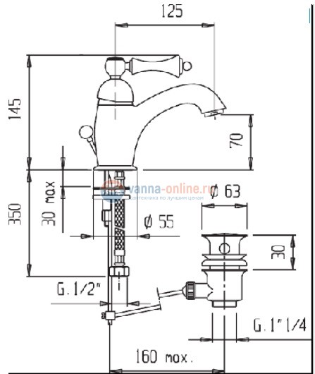 Смеситель Cezares Margot MARGOT-LSM1-BLC для раковины, белый Смеситель Cezares Margot MARGOT-LSM1-BLC для раковины, белый