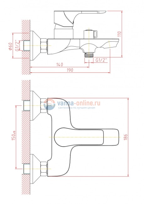 Смеситель Orange Aristo M19-100w для ванны и душа Смеситель Orange Aristo M19-100w для ванны и душа