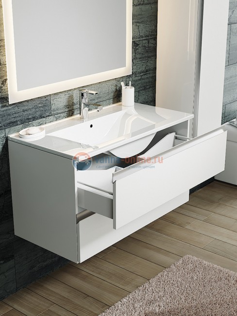 Тумба с раковиной Sanvit Авеню-2 kavenu290, 90 см подвесная, белый глянцевый