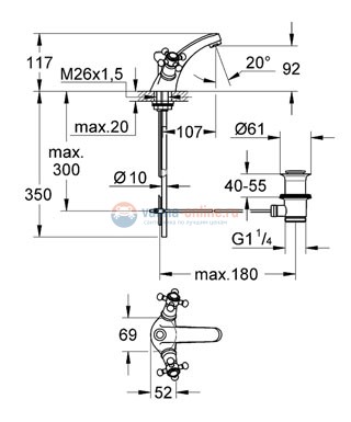 Смеситель для раковины Grohe Arabesk 21156000 с донным клапаном