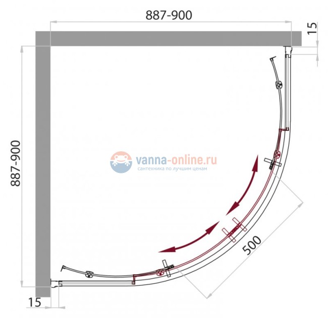 Душевой уголок BelBagno Uno UNO-R-2-90-Cr, 90 х 90 х 185 см, стекло прозрачное/матовое