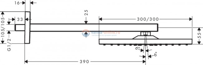 Верхний душ Hansgrohe Raindance E 300 1jet 26238670, черный матовый Верхний душ Hansgrohe Raindance E 300 1jet 26238670, черный матовый
