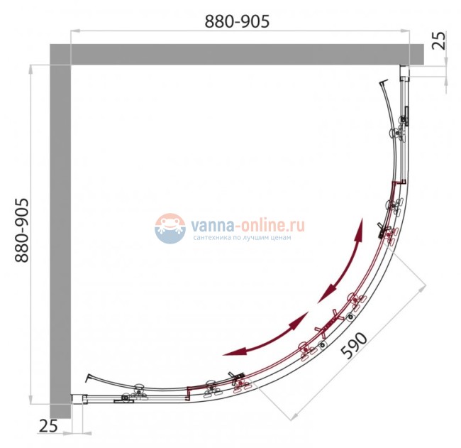 Душевой уголок BelBagno Sela SELA-R-2-90-Ch-Cr, 90 x 90 x 190 см, стекло текстурированное