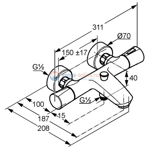 Смеситель Kludi Zenta 351019138 для ванны/душа