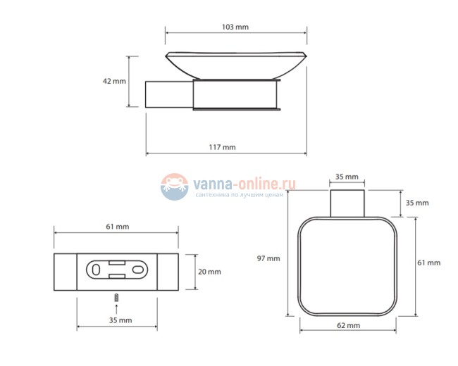Мыльница Bemeta Nero 135008020 10.3 x 11.7 x 4.2 см настенная, черный