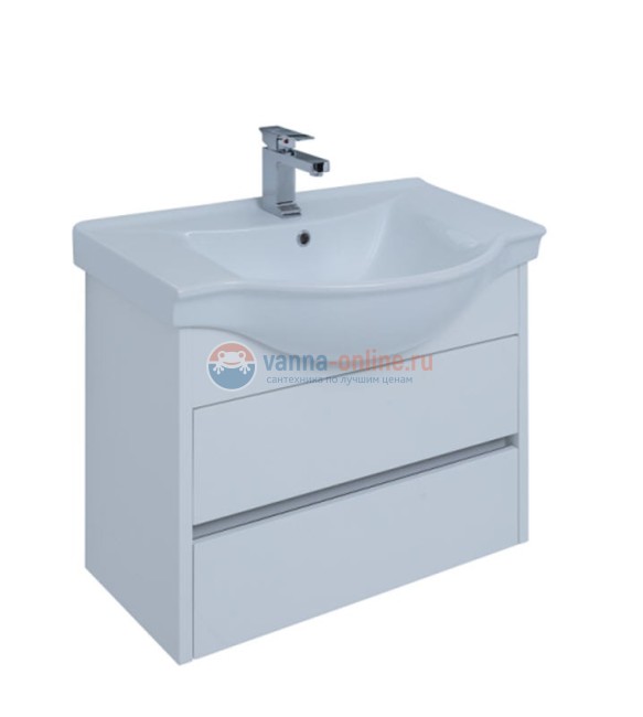 Тумба с раковиной Aquanet Сидней 60 243667, цвет - белый глянцевый Тумба с раковиной Aquanet Сидней 60 243667, цвет - белый глянцевый