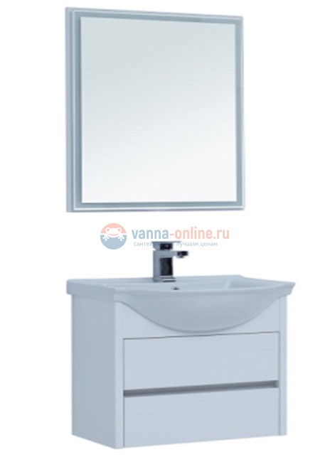 Тумба с раковиной Aquanet Сидней 60 243667, цвет - белый глянцевый Тумба с раковиной Aquanet Сидней 60 243667, цвет - белый глянцевый