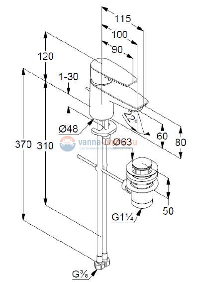 Смеситель для раковины Kludi Pure&Solid 343850575 Смеситель для раковины Kludi Pure&Solid 343850575