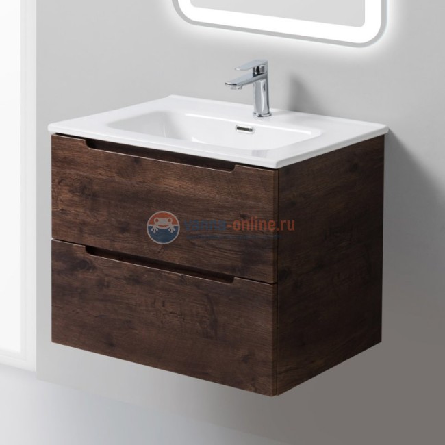 Тумба с раковиной Belbagno Etna-600-2C-SO-RW-P 60 см подвесная, цвет темный дуб (rovere moro)
