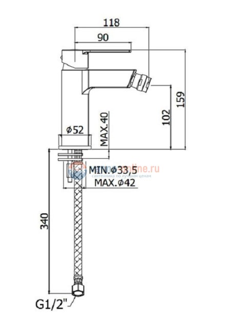 Смеситель Paffoni Ringo RIN131CR для биде, без донного клапана, цвет хром