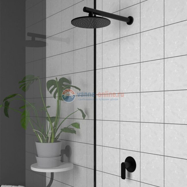 Верхний душ, круглый, латунь, 25 см, черный Верхний душ, круглый, латунь, 25 см, черный