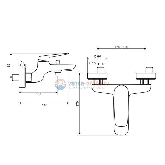 Смеситель для ванны Paini Laguna, черный